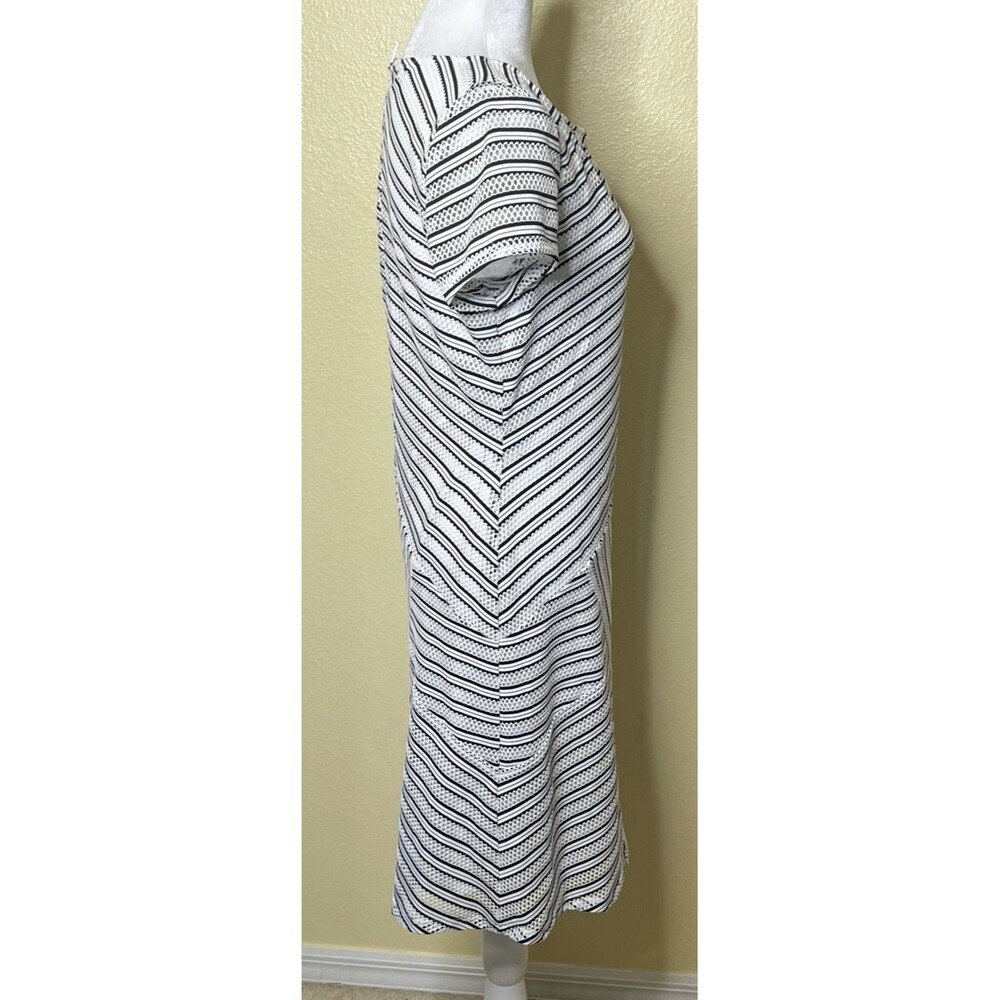 Marc New York White & Black Mesh Stripe Short Sleeve Lined Shift Dress Sz 8 NWT - Picture 6 of 10